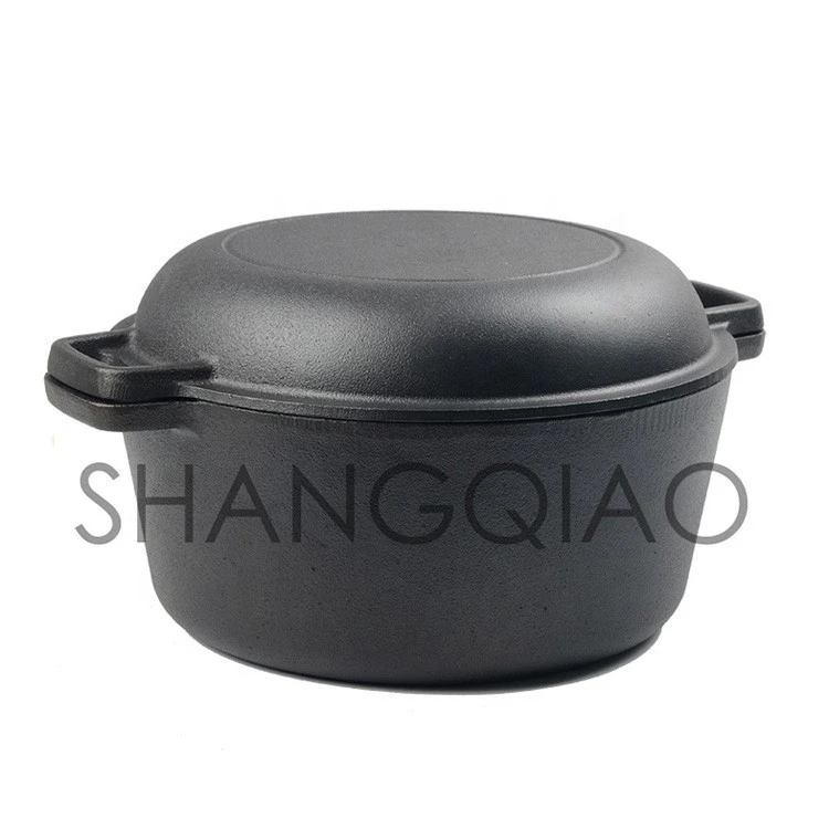 High Quality Cast Iron 2 in 1 Cooker Pre-seasoned Cast Iron Skillet and Double Dutch Oven Set