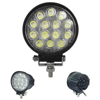 High-Quality Classic Round-Shaped Work Light with 14-Lens Diffuser, 42W Bridgelux LED Floodlighting