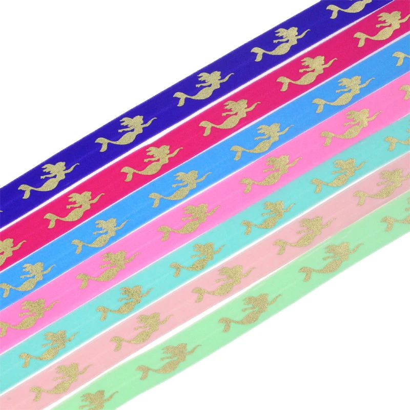 High quality fashion designer gold foil eco-friendly Huihuang wholesale custom 5/8&quot;  elastic ribbon