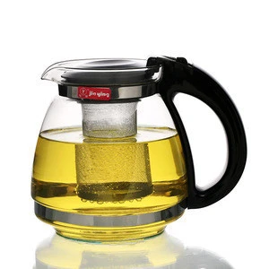 High quality heat resistant borosilicate glass tea pot with handle Infuser for blooming and loose leaf tea pot
