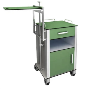 High Quality HPL Hospital Locker Bed Beside Cabinet With Wheels and Extended Dining Table