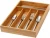 High quality Kitchen Cutlery Drawer Bamboo Wood Flatware Silverware  Utensil Organizer Cosmetic Storage Tray With 5 Compartment
