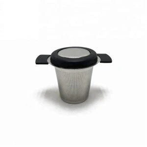 High quality stainless steel tea strainer basket shape tea infuser tea maker with TPR handle