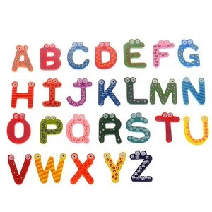 High Quality Teaching Appliance Type Colorful Cute Office Magnet Alphabet Letter Wooden Fridge Magnet