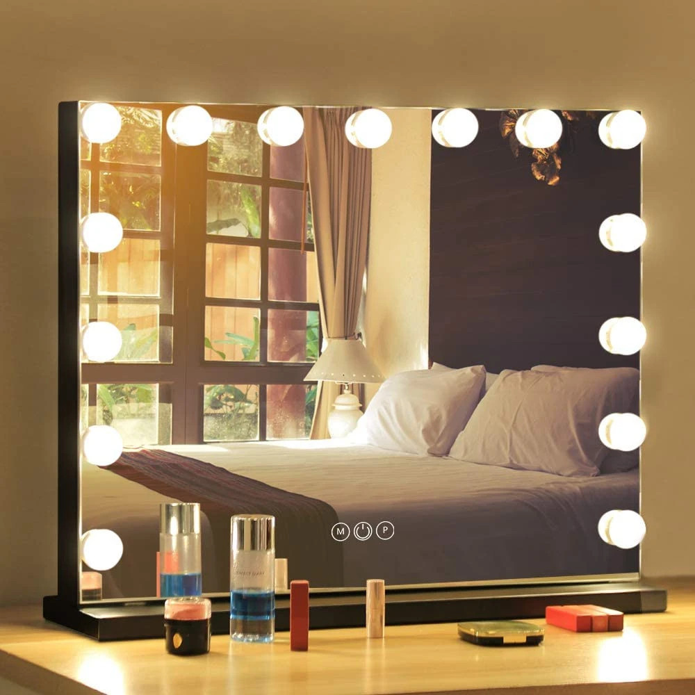 Hollywood Vanity Mirror With 15 Bulbs Makeup Lighted Mirror 3 Mode Adjustable Touch Screen