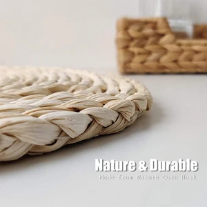 Home appliances Woven Placemats for Dining Table, Set of 6 Natural Corn Husk Weave Placemat