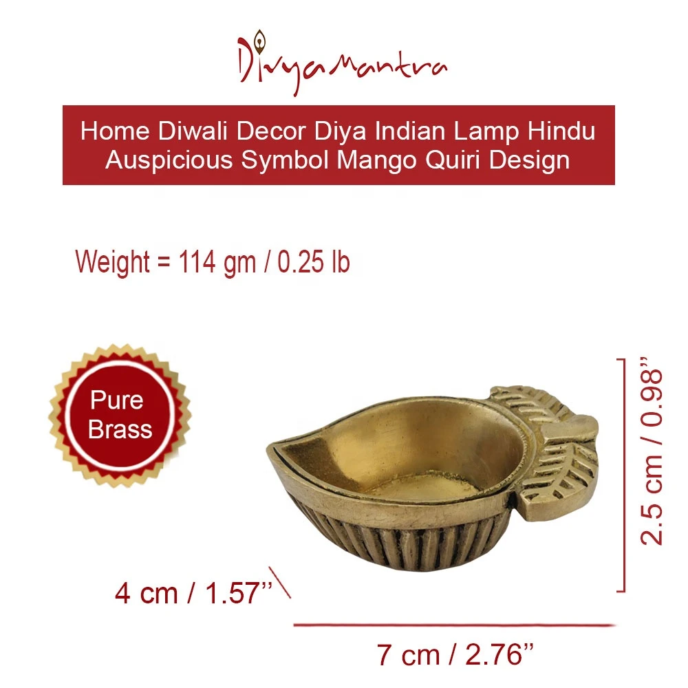 Home Decor Diya Lamp Indian Pure Brass Mango Quiri Design Decorative Oil Light Hindu Diwali Festival Decoration Showpiece Gift
