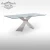Import Home furniture stainless steel legs dining room table sets modern glass top dining table with 6 chairs from China