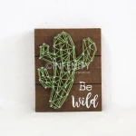 Home Wall Decorations Art Wood Board Cactus Pattern Decor for Living Room