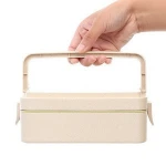 Hot Product Widely Used Eco Friendly Wheat Straw Plastic Retro Lunch Box Lunchbox Cutlery