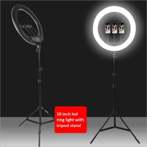 Hot Sale 18 Inch Dimmable Live Stream Photographic Fill Lamp Selfie Makeup Lighting LED Ring Light with Tripod Stand