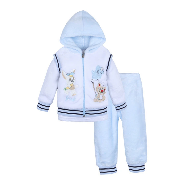Hot sale 3pcs baby pajamas soft cartoon winter baby sets