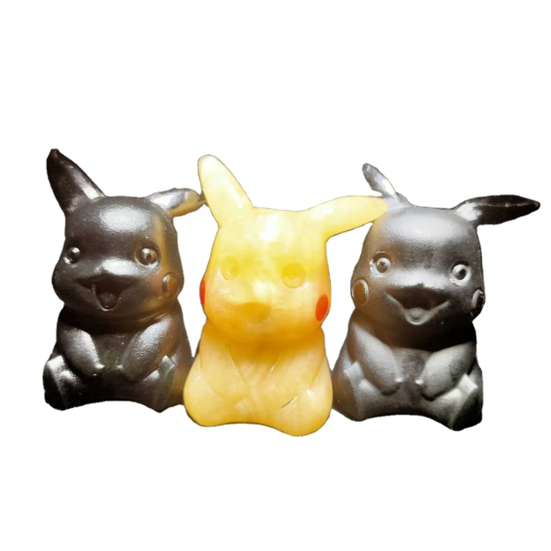 Hot Sale Natural Crystal Hand Carved Cartoon Character Carvings Crafts Crystal Pikachu