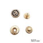 Hot sale new logo design customised embossed black metal snap buttons for garments
