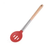hot sell red handle utensil set cooking tools spatula spoon 6 piece stainless steel silicone kitchen tongs