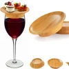 hot selling natural appetizer plates snack tray wooden bamboo wine glass charcuterie topper