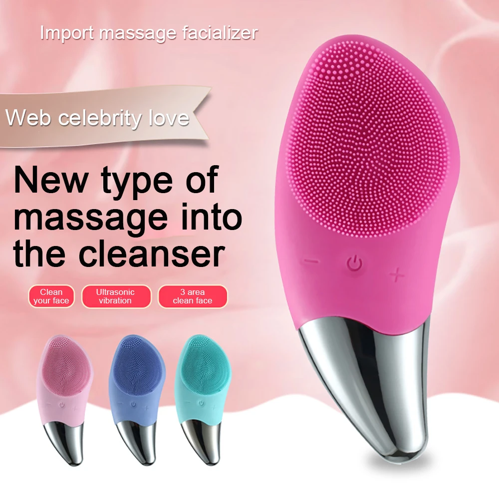 Hot Selling Utrasonic Facial Cleansing Brush USB Charging Waterproof Face Brush