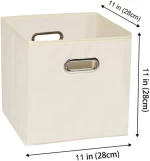 Household Foldable Fabric Storage Bins toy Cubes Storage with Handles  Ivory