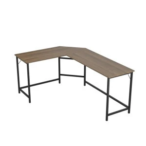 Industrial home furniture l-shape corner writing table wood metal frame l shape  pc computer desk table