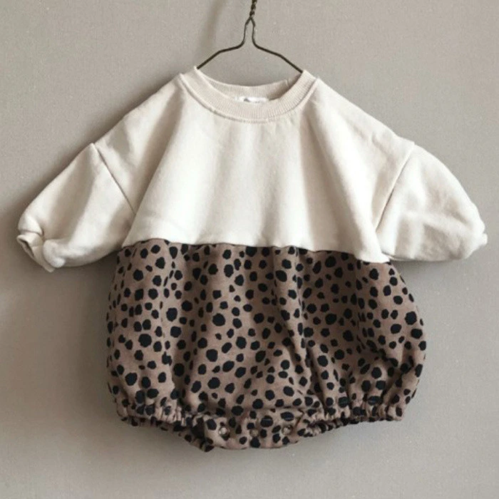 Ivy40058A Spring 2020 long sleeve leopard baby onesie cute toddlers romper products