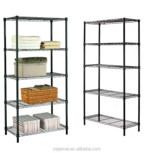 Jiamei  Nsf 5 Layers Black Wire Shelving Mesh Wire Rack Balcony Rack