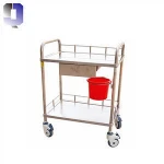 JQ-B16 hospital treatment trolley 2 layers surgical instruments metal emergency trolley