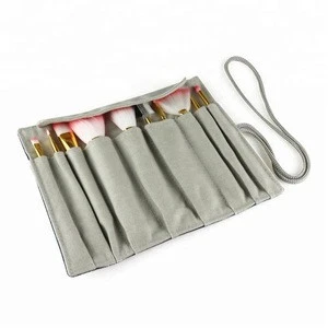 KID wholesale custom natural canvas travel makeup brush rolling tool bag