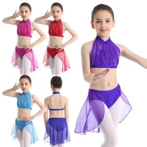 Kids Crop Top Bottoms Set Girls Modern Dance Costumes Performance Wear For Celebration Of Spirit Praise Lyrical Dancing