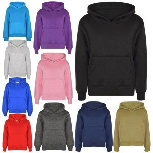 Kids Girls Boys Unisex Warm Sweatshirt Tops Plain Hooded Jumpers Hoodies New Age 2-13 Years