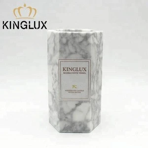 Kinglux Hexagon White Marble Flower Vase