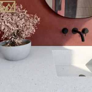 KINGS-WING  Modern Custom Washroom  White Basin Terrazzo Basin