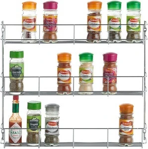Kitchen Silver 3 Tier Chrome Plated Metal Iron Wall Mounted Spice Rack  For Herbs and Spices Suitable