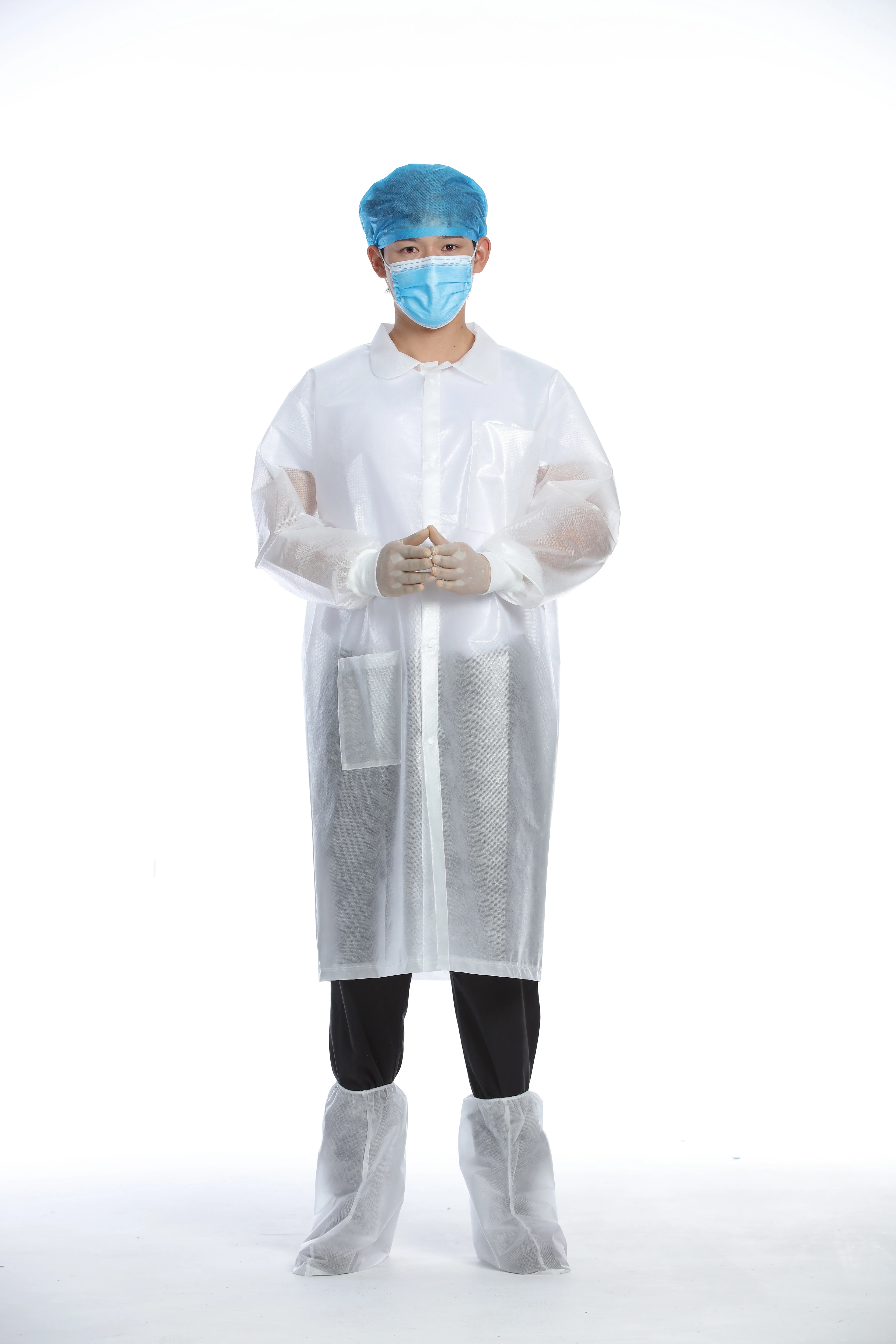 Laboratory disposable polypropylene isolation gowns lab coats nurse white clothing
