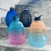 Large 1 Gallon/128 OZ Motivational BPA Free Leakproof Water Bottle with Straw &amp; Time Marker for Fitness Outdoor Sports