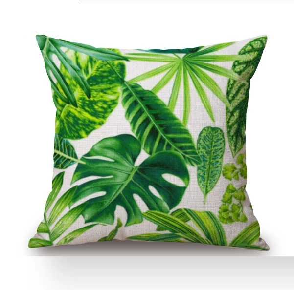 Leaves digital plant printing designed green 45x45 decoration pillows home chair car seat sofa cushion