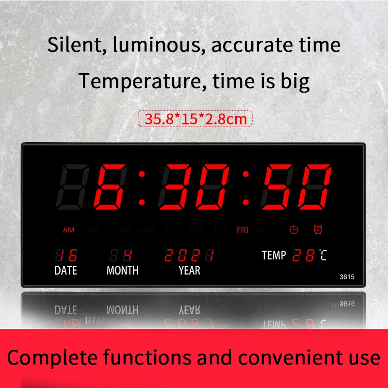LED electronic clock living room calendar wall  modern digital calendar simple  big digital temperature clock