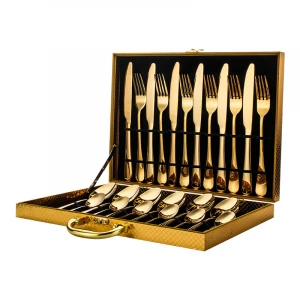 LJJA5 Stainless Steel Luxury Flatware Set Dinner Set Tableware  Knife and Fork Spoon  Gift  Gold Plated  Cutlery  Set