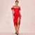 Import Loretta dress sexy slash Neck Off Shoulder Strapless Women Bodycon pleated waist A-line Slip Red Party open fork evening Dress from China