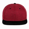 Low MOQ high quality customized logo color hemp linen fabric 6 panel flat brim snapback caps hats for male female