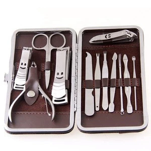 Low price 12 pcs Stainless Steel Nail Clipper Set with knife earpick files scissors