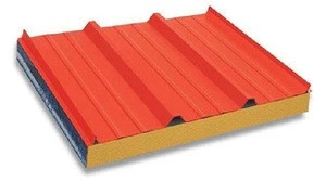 Low price high Quality fireproof  color steel rock wool sandwich panels for refrigerated warehouses