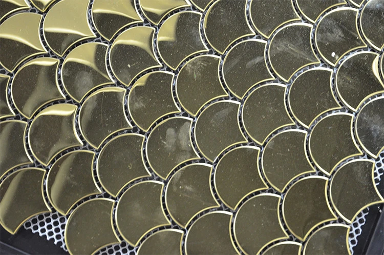 LS002 gold color metal mosaic tile/fish scale mosaic tile
