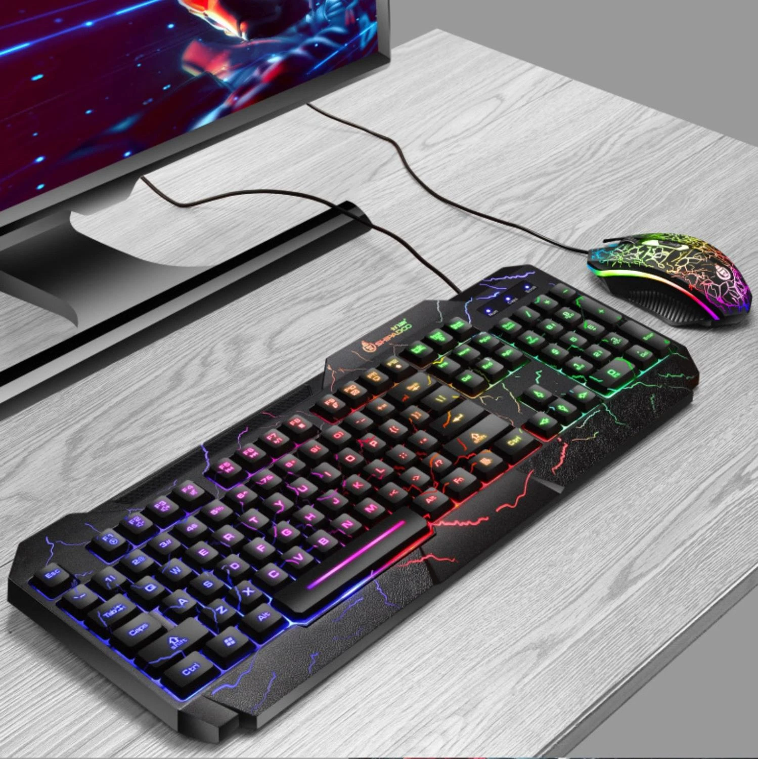 Luminous Gaming Keyboard Mouse Combo USB Wired Keybord Gamer Kit Waterproof MultiMedia LED Backlit Keyboard And Mouse Set For PC