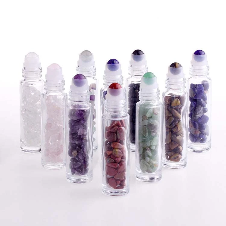 Luxury 5ml 10ml 15ml gemstone roller ball glass essential oil perfume bottle