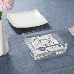 Luxury Custom Acrylic Tissue Box Dispenser Square Plastic Facial Paper Towel Box Restaurant Napkin Holder