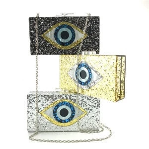 Luxury high quality elegant evil eye acrylic clutch  bag  evening bags ladies clutch bag