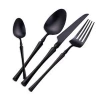Luxury Matte Black cutlery  304 Stainless Steel Cutlery Set Metal Black Flatware With Knife Fork and Spoon