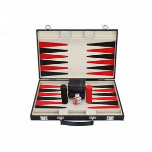 Luxury Premium Quality backgammon checkers chess game set PU Leather Folding Portable Backgammon Board Game