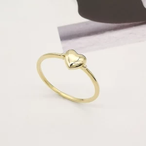 Luxury Pure 14k 9k Real Gold Finger Ring Heart Shaped Women Gold Jewelry 9k 14k Solid Gold Rings