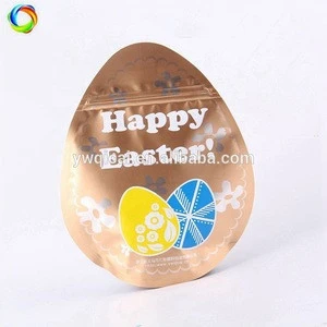 Manufacture China Top Sale Custom Design Egg Shape Recycled Plastic Zipper Bag Packing Food Snack